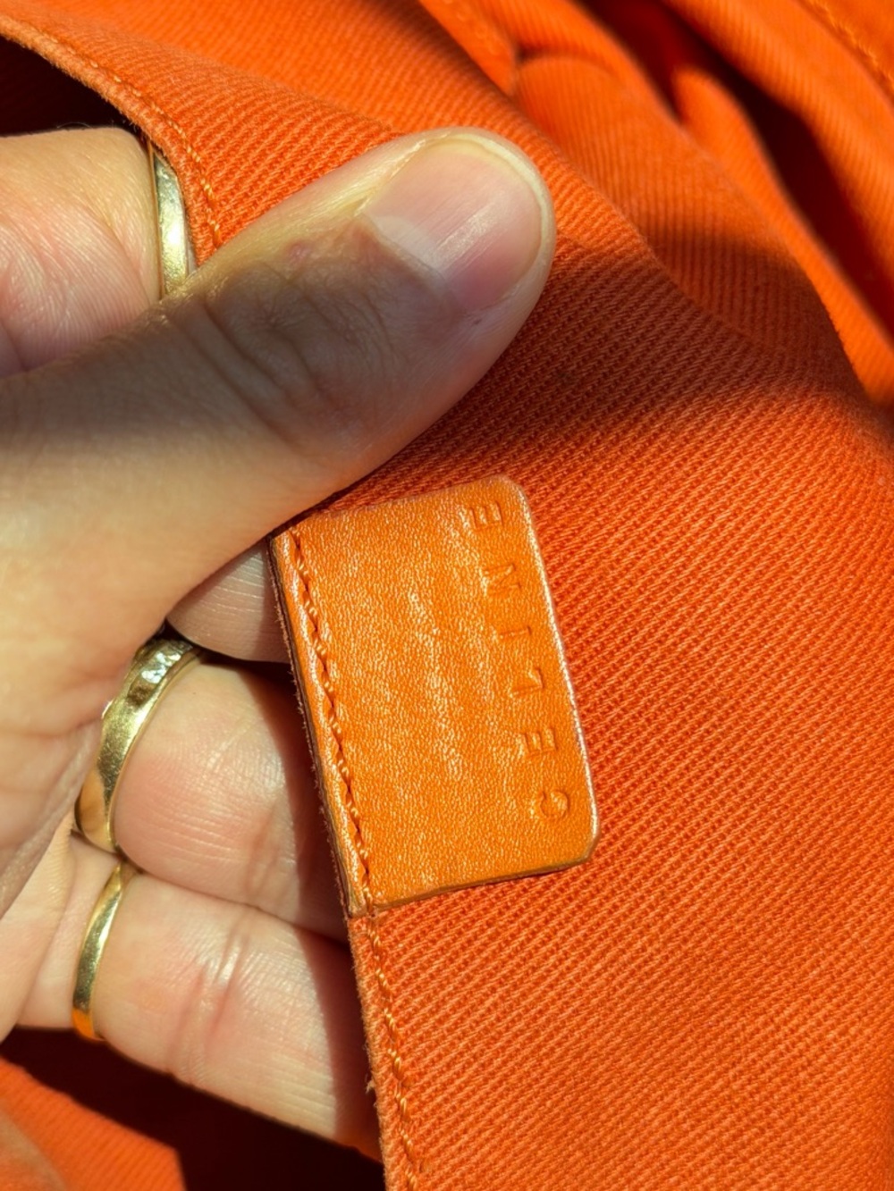 Celine Orange Leather Tote handbag - Picture 7 of 13